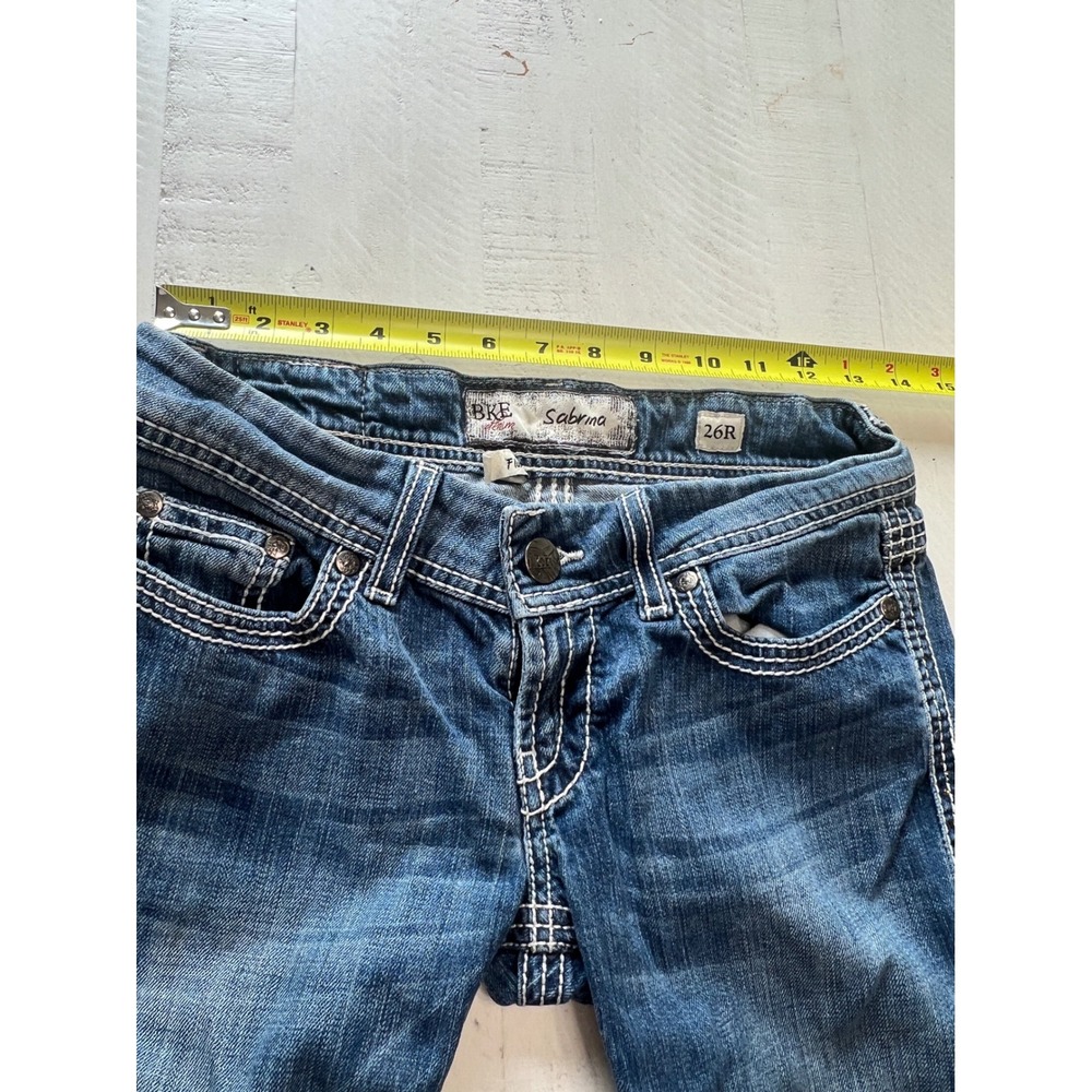 BKE Sabrina Flare Jeans Womens 26R Medium Wash Blue Denim Low Rise - Picture 5 of 9